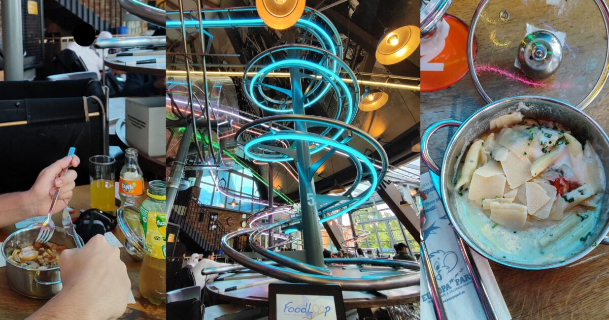 Comida y raíles por los que va la comida de Food Loop